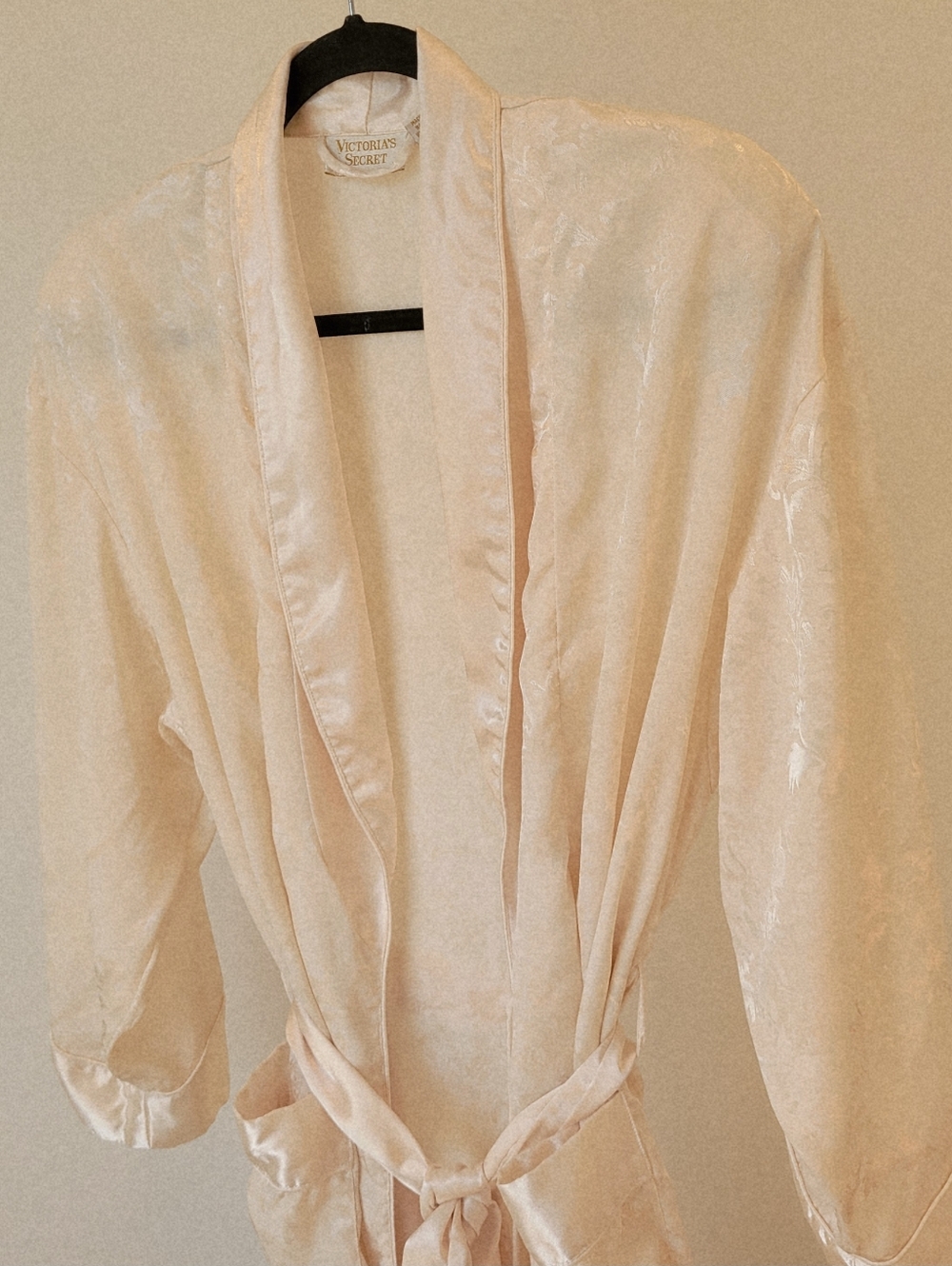 Vintage Victoria's Secret Satin Robe Cream White Long Maxi Midi Intimates Sleep